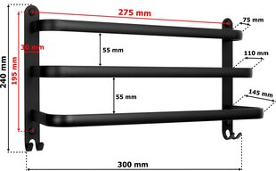 Athose riidepuu 30 cm must pööning цена и информация | Аксессуары для ванной комнаты | kaup24.ee