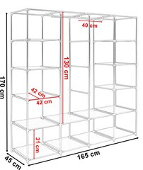 Olena tekstiilist riidekapp riiulitega, hall цена и информация | Шкафы | kaup24.ee