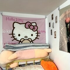 'Гобелен «Hello Kitty» в стиле каваи, настенный гобелен, милый розовый декор для комнаты, аксессуары для дома, подарок на день рождения и Рождество' цена и информация | Покрывала, пледы | kaup24.ee