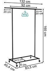 Tahir must ratastel seisev riidepuu цена и информация | Вешалки для одежды | kaup24.ee