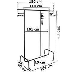 HARUN mobiilne riidepuu ratastel, must hind ja info | Riidestanged ja nagid | kaup24.ee