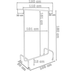 HARUN mobiilne riidepuu ratastel, kroomitud hind ja info | Riidestanged ja nagid | kaup24.ee