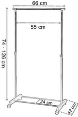 Alik valge ühekordne ratastel seisev riidepuu цена и информация | Вешалки для одежды | kaup24.ee