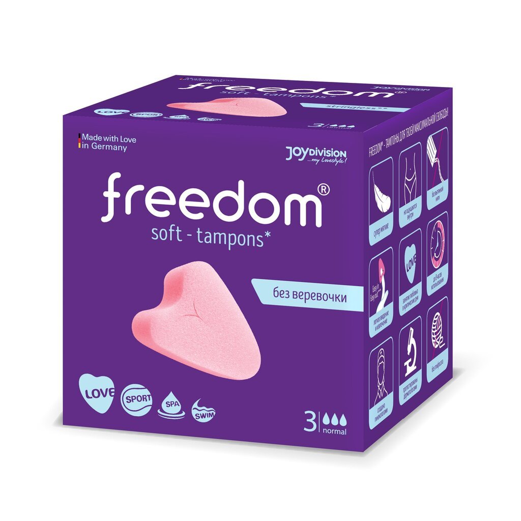 Tampoonid Freedom Normal 3 tk цена и информация | Tampoonid, hügieenisidemed, menstruaalanumad | kaup24.ee