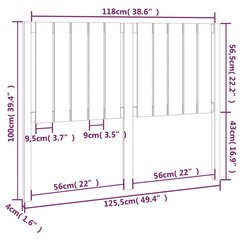 Изголовье кровати, 125,5x4x100 см, коричневое цена и информация | Кровати | kaup24.ee