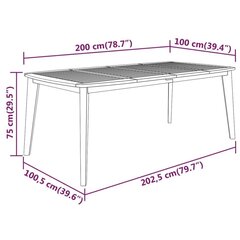 aialaud 200 x 100 x 75 cm, akaatsiapuit цена и информация | Садовые столы и столики | kaup24.ee