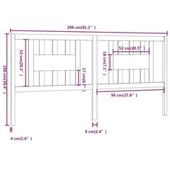 Изголовье кровати, 206x4x100 см, серое цена и информация | Кровати | kaup24.ee