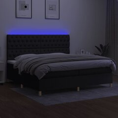 kontinentaalvoodi madratsiga ja LED, must, 200x200 cm, kangas цена и информация | Кровати | kaup24.ee