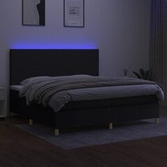 kontinentaalvoodi madratsiga ja LED, must, 200x200 cm, kangas цена и информация | Кровати | kaup24.ee