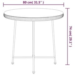 söögilaud, must, Ø80 cm , karastatud klaas ja teras цена и информация | Садовые столы и столики | kaup24.ee