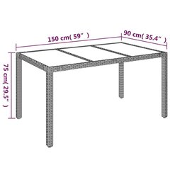 aialaud klaasplaadiga, must, 150x90x75 cm polürotang hind ja info | Aialauad | kaup24.ee