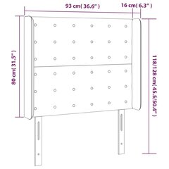 Изголовье со светодиодом, светло-серое, 93x16x118/128см, бархат цена и информация | Кровати | kaup24.ee