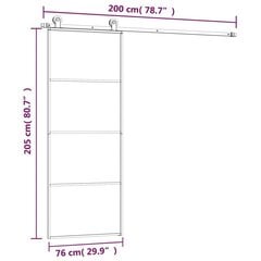 liuguks koos tarvikutega, 76 x 205 cm, ESG-klaas ja alumiinium hind ja info | Siseuksed | kaup24.ee