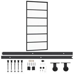 liuguks riistvarakomplektiga, ESG klaas ja alumiinium, 90x205cm hind ja info | Siseuksed | kaup24.ee