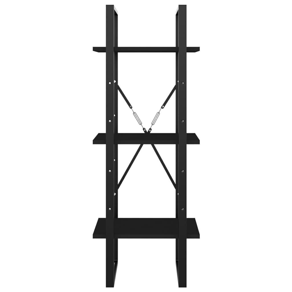 3-korruseline raamaturiiul, must, 40x30x105 cm, puitlaastplaat hind ja info | Riiulid | kaup24.ee