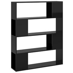 raamaturiiul/ruumijagaja, kõrgläikega must, 100 x 24 x 124 cm hind ja info | Riiulid | kaup24.ee