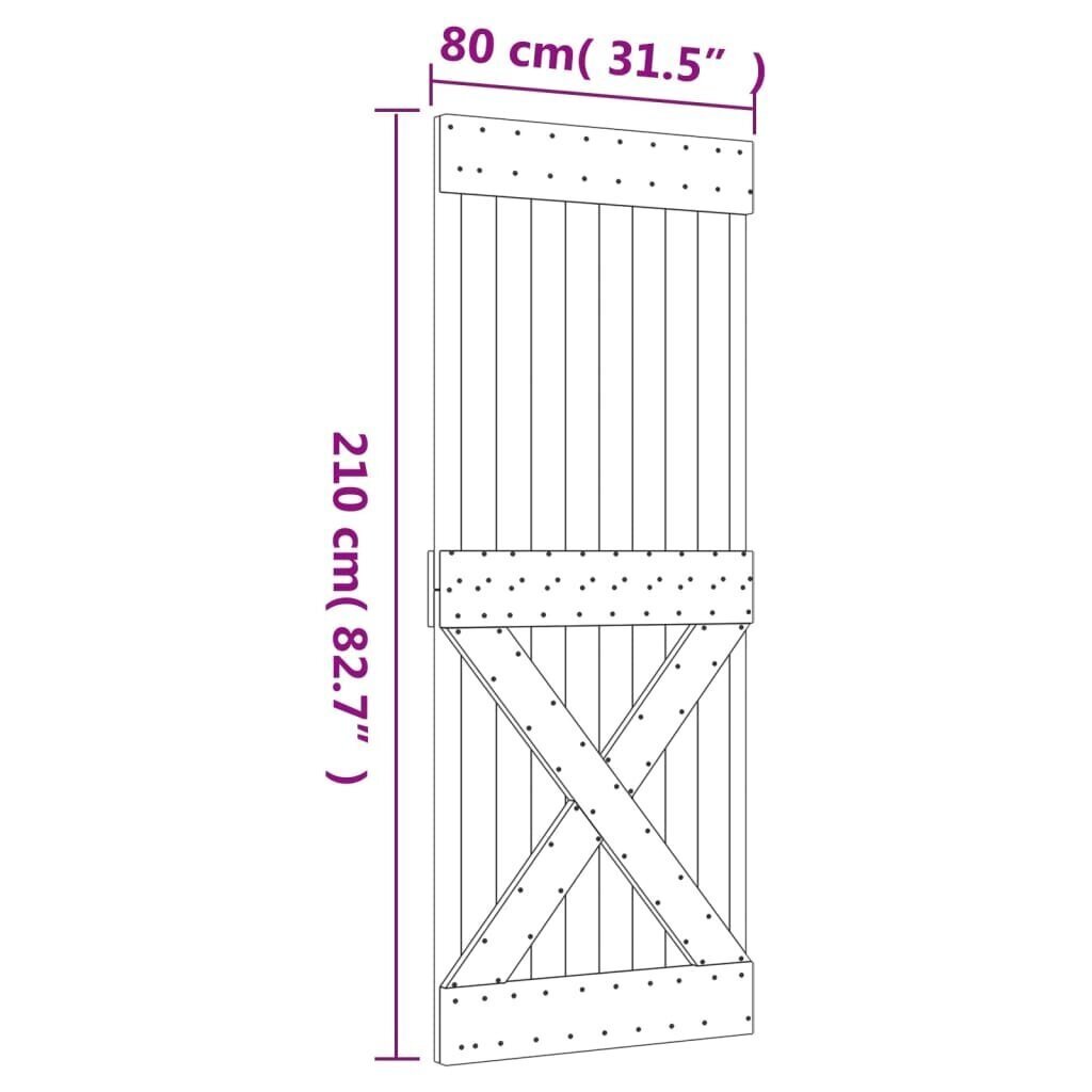 liuguks tarvikutega 80 x 210 cm, männipuit hind ja info | Siseuksed | kaup24.ee