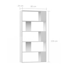 raamaturiiul/ruumijagaja valge 80 x 24 x 159 cm puitlaastplaat hind ja info | Riiulid | kaup24.ee