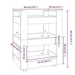 lauakäru pruun tamm 60x45x80 cm tehispuit hind ja info | Riiulid | kaup24.ee