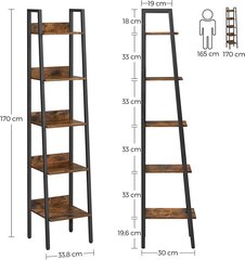5 полок открытого типа VASAGLE LLS109B01V1, винтажный коричневый цена и информация | Полки | kaup24.ee