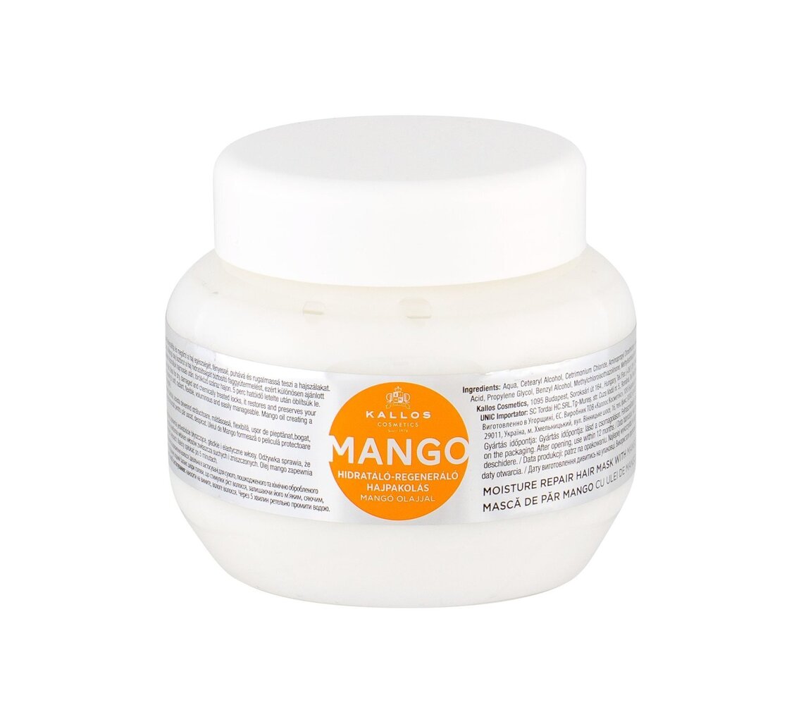 Taastav juuksemask Kallos Cosmetics Mango 275 ml hind ja info | Maskid, õlid, seerumid | kaup24.ee