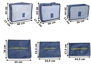 6-st koosnev GAVIN-i reisikorraldajate komplekt, tumesinine цена и информация | Ящики для вещей | kaup24.ee