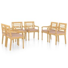 Batavia toolid patjadega, 6 tk, tiikpuu цена и информация | Садовые стулья, кресла, пуфы | kaup24.ee
