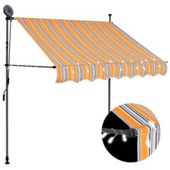 käsitsi sissetõmmatav varikatus, LED, 200 cm, kollane ja sinine цена и информация | Зонты, маркизы, стойки | kaup24.ee