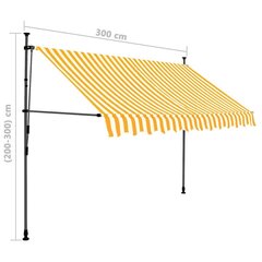 käsitsi sissetõmmatav varikatus, LED, 300 cm, valge ja oranž hind ja info | Päikesevarjud, markiisid ja alused | kaup24.ee