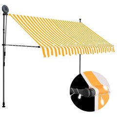 käsitsi sissetõmmatav varikatus, LED, 300 cm, valge ja oranž цена и информация | Зонты, маркизы, стойки | kaup24.ee