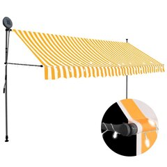 käsitsi sissetõmmatav varikatus, LED, 350 cm, valge ja oranž цена и информация | Зонты, маркизы, стойки | kaup24.ee