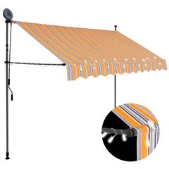 käsitsi sissetõmmatav varikatus, LED, 250 cm, kollane ja sinine цена и информация | Зонты, маркизы, стойки | kaup24.ee