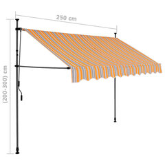 käsitsi sissetõmmatav varikatus, LED, 250 cm, kollane ja sinine цена и информация | Зонты, маркизы, стойки | kaup24.ee