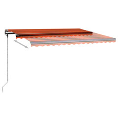 käsitsi sissetõmmatav varikatus LEDiga, 450x350 cm, oranž/pruun цена и информация | Зонты, маркизы, стойки | kaup24.ee