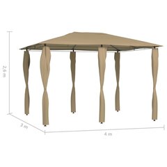 lehtla postikatetega 3x4x2,6 m, pruunikashall 160 g/m² цена и информация | Беседки, навесы, тенты | kaup24.ee