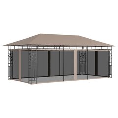 varjualune sääsevõrguga, 6x3x2,73 m, pruunikashall, 180 g/m² цена и информация | Беседки, навесы, тенты | kaup24.ee