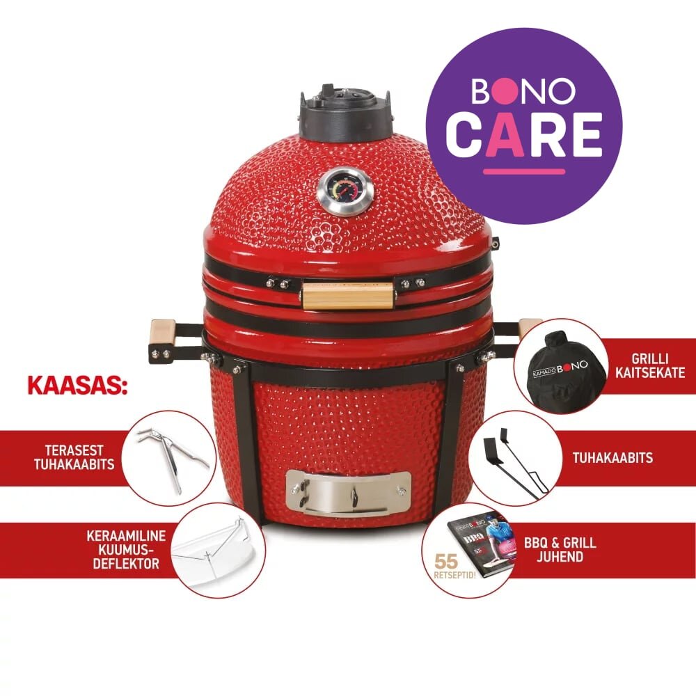 Керамический гриль KAMADO BONO MINIMO 40 см, красный цена | kaup24.ee