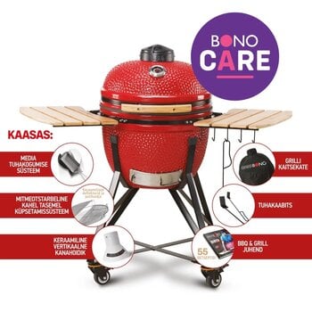 Keraamiline grill KAMADO BONO MEDIA 52 cm, punane hind ja info | Grillid | kaup24.ee