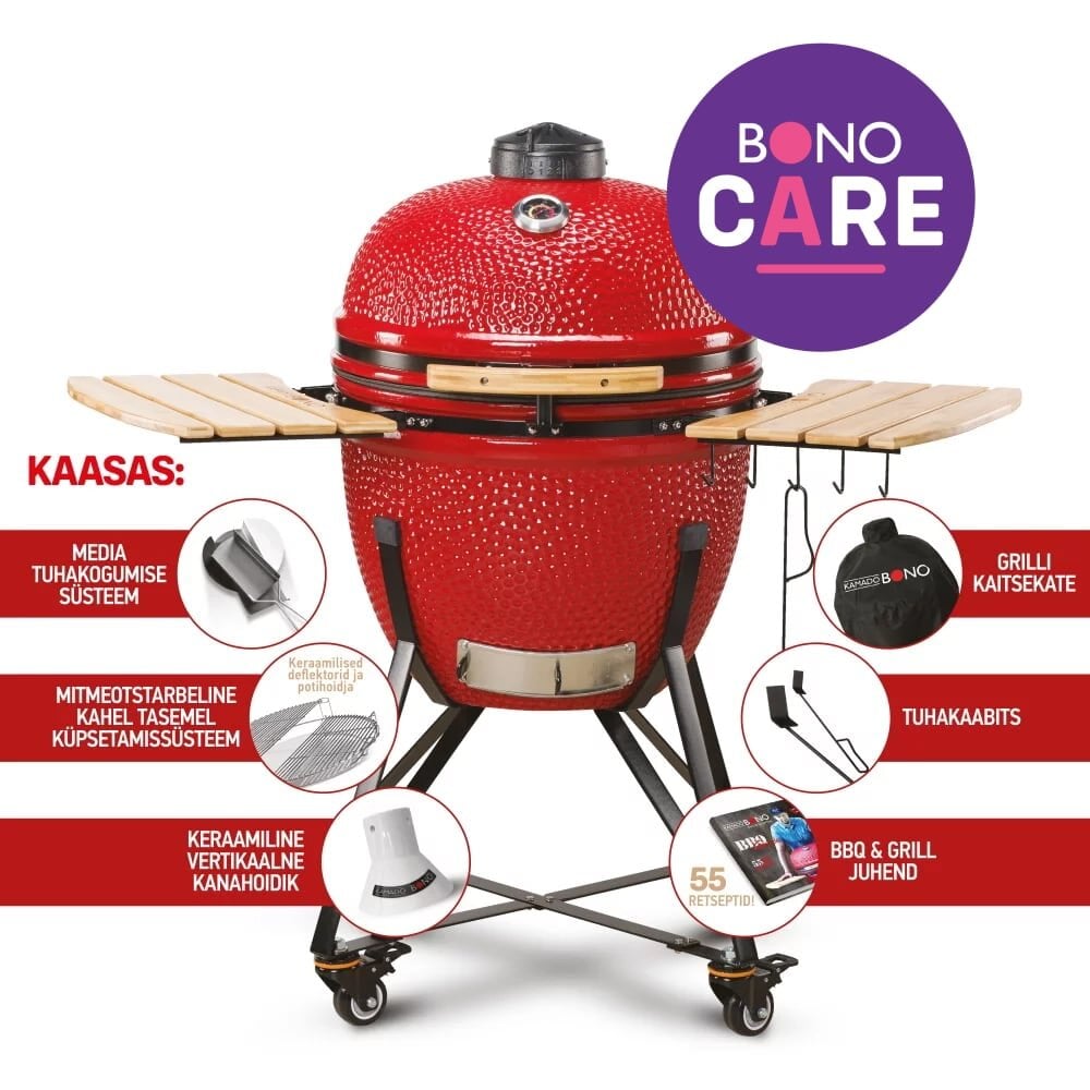 Keraamiline grill KAMADO BONO GRANDE 59 cm, punane цена и информация | Grillid | kaup24.ee