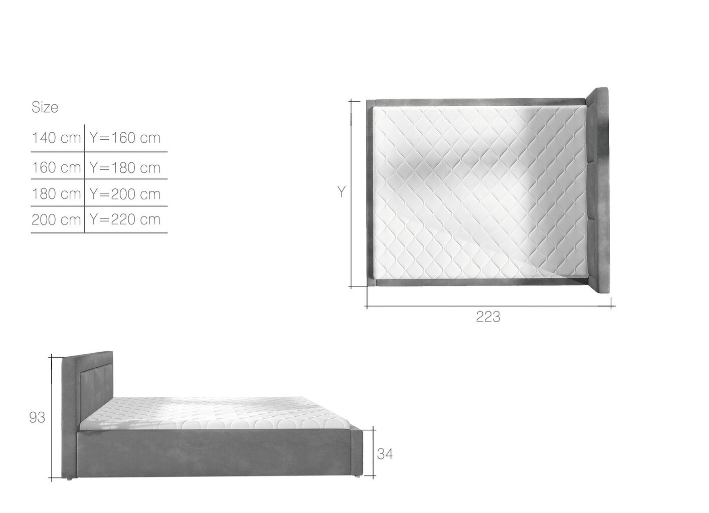 Voodi Belluno MTP, 180x200 cm, kreem hind ja info | Voodid | kaup24.ee