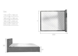 Voodi Belluno MD, 200x200 cm, tumehall hind ja info | Voodid | kaup24.ee