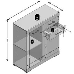 FMD kummut 2 ukse ja 2 sahtliga 80 x 34,9 x 89,9 cm, tamm hind ja info | Kummutid | kaup24.ee