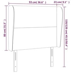 voodipeats servadega, helehall, 93x23x118/128 cm, samet цена и информация | Кровати | kaup24.ee