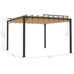 varjualune, 3x3 m, pruunikashall, kangas ja alumiinium hind ja info | Varikatused ja aiapaviljonid | kaup24.ee