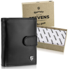 Meeste nahast rahakott STEVENS koos RFID -kaitsega musta värvi hind ja info | Meeste rahakotid | kaup24.ee