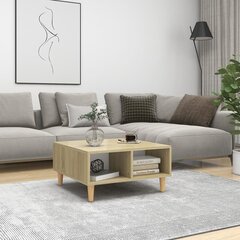 kohvilaud, valge ja Sonoma tamm 60 x 60 x 30 cm, puitlaastplaat цена и информация | Журнальные столики | kaup24.ee