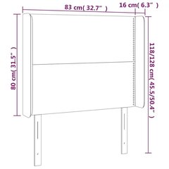 LED-voodipeats, tumehall, 83x16x118/128 cm, samet hind ja info | Voodid | kaup24.ee