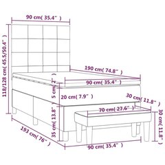 kontinentaalvoodi madratsiga, tumehall, 90x190 cm, kangas цена и информация | Кровати | kaup24.ee