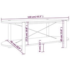 kohvilaud, valge, 110 x 48 x 40 cm, tehispuit hind ja info | Diivanilauad | kaup24.ee