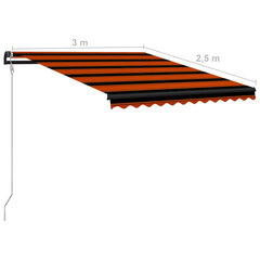 automaatne sissetõmmatav varikatus 300 x 250 cm, oranž ja pruun цена и информация | Зонты, маркизы, стойки | kaup24.ee